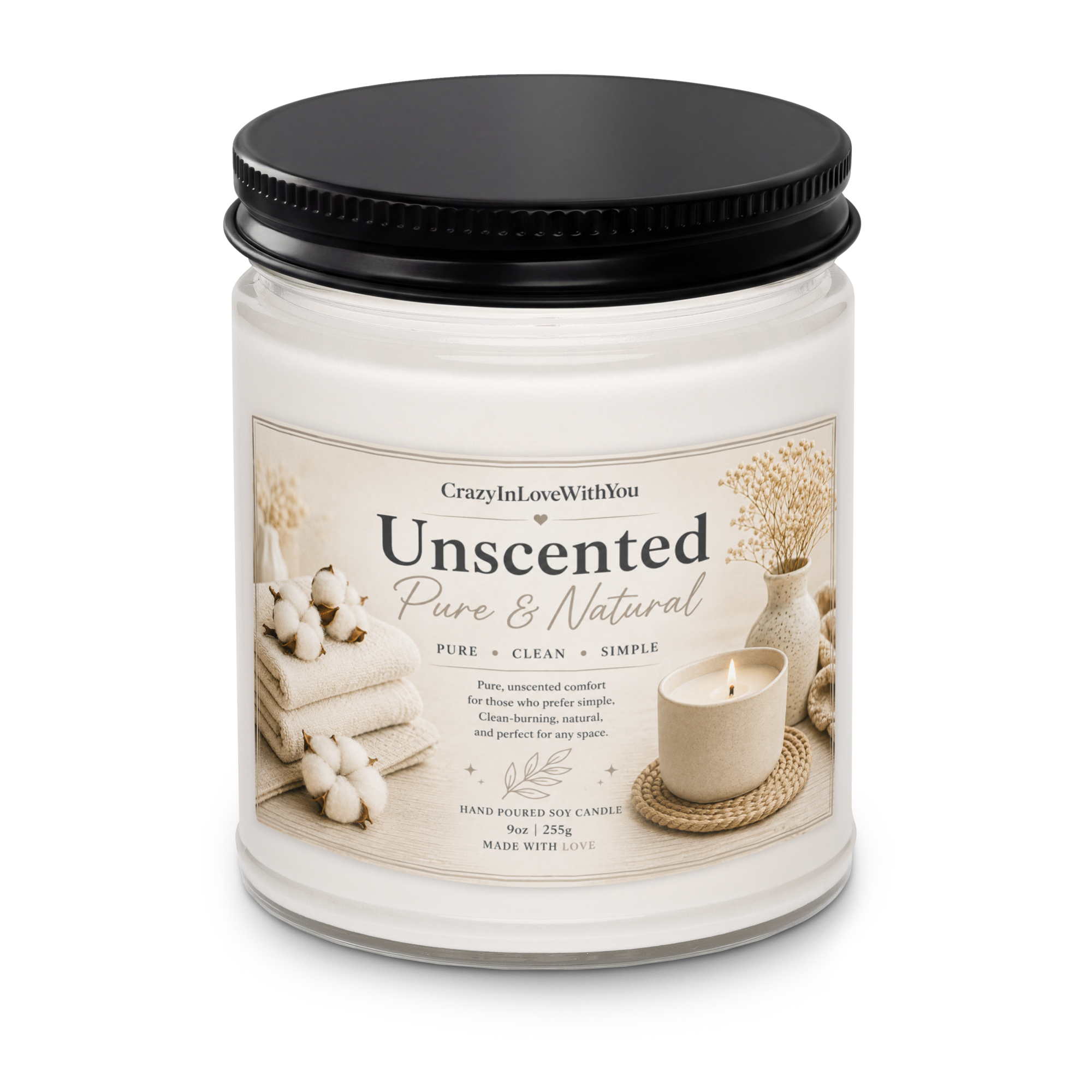 Unscented Scented soy candle