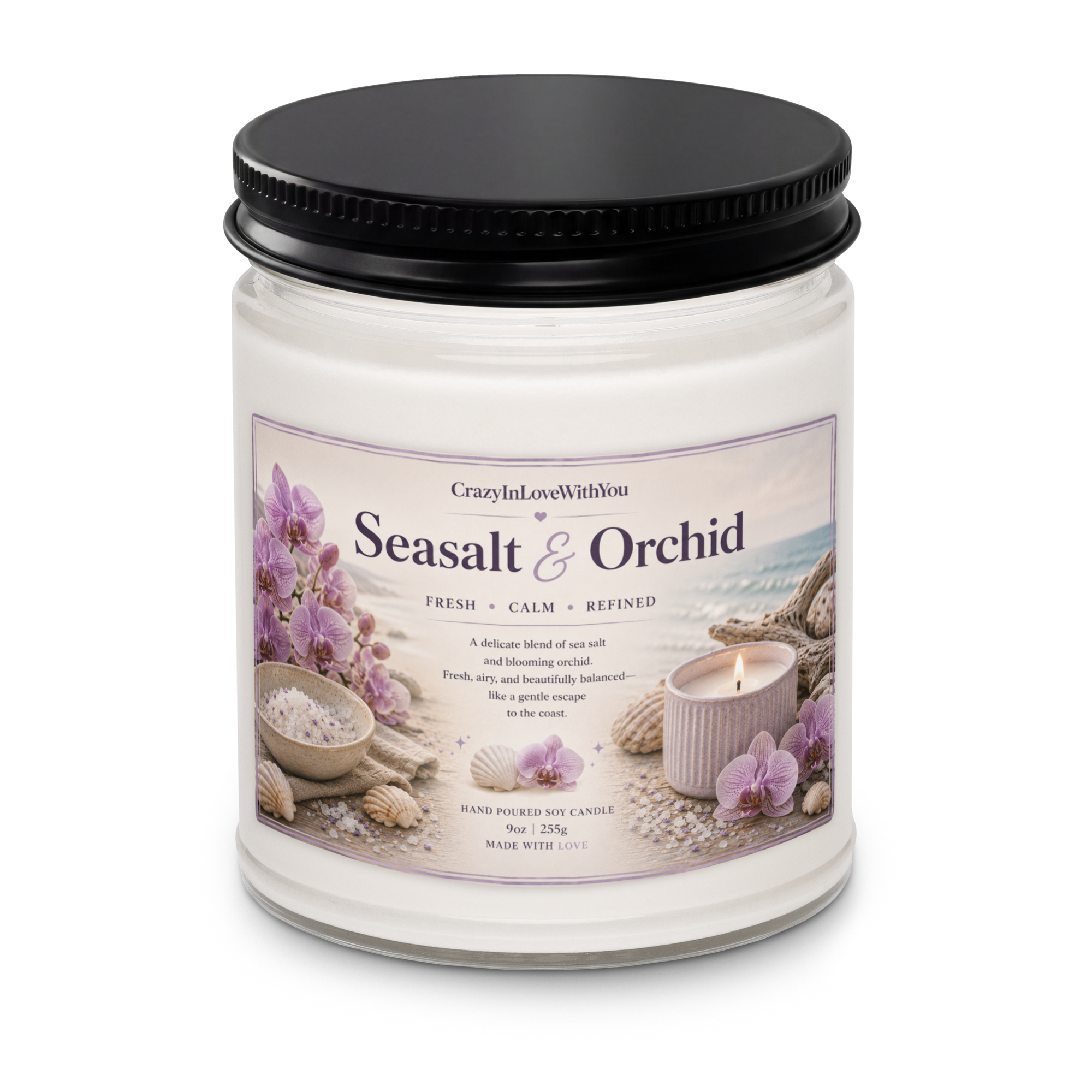 Seasalt & Orchid Scented soy candle