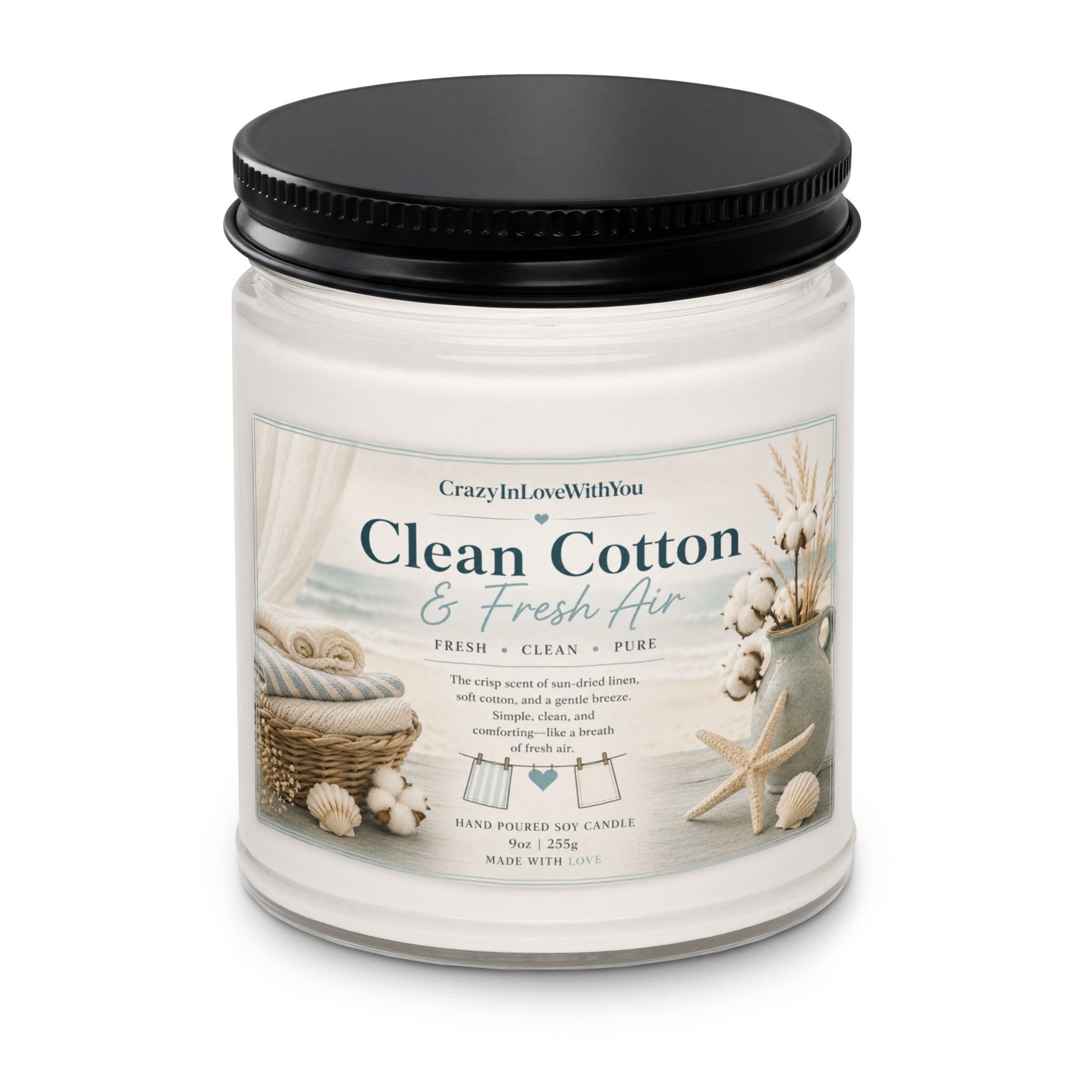 Clean Cotton Scented soy candle