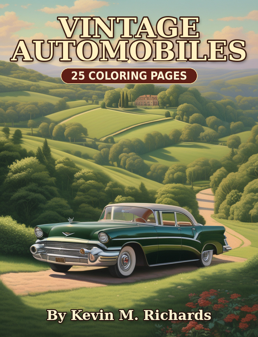 Vintage Automobiles Coloring Book Digital Download